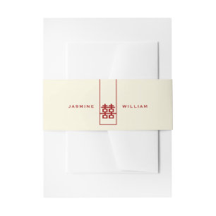 Bandeau De Faire-part Grand Rectangle double bonheur Mariage chinois