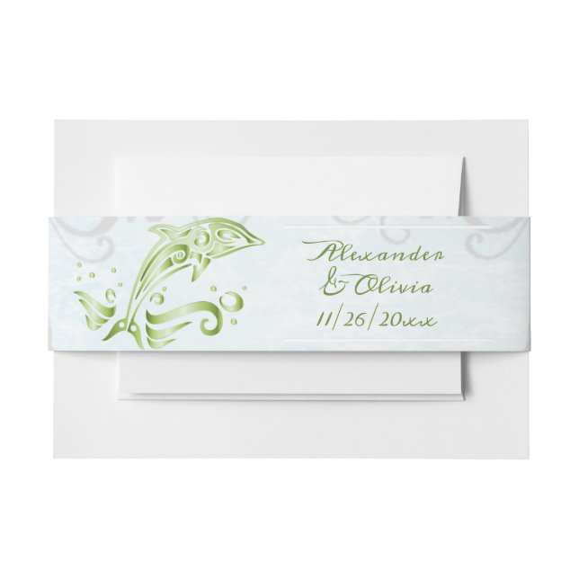 Bandeau De Faire-part Green Dolphin Wedding Inviter Belly Band (Devant Example)
