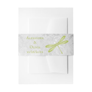 Bandeau De Faire-part Green Dragonfly Wedding Inviter Belly Band