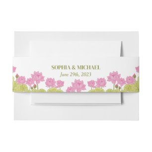 Bandeau De Faire-part Green Lotus Lily Flowers Mariage Indien