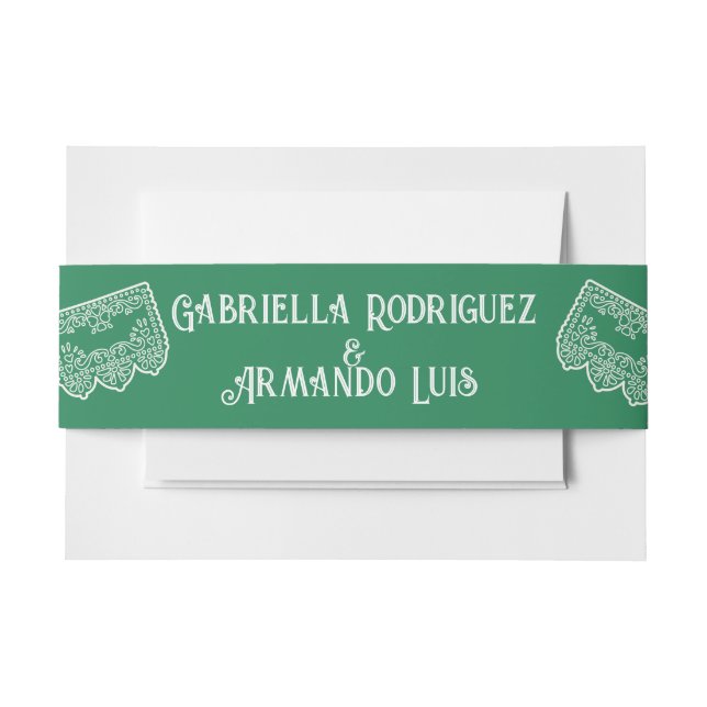 Bandeau De Faire-part Green Modern Wedding Belly Band (Devant Example)
