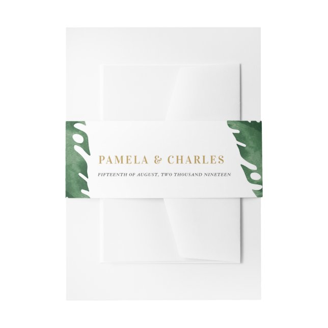 Bandeau De Faire-part Green Tropical feuille design simple (Devant example)