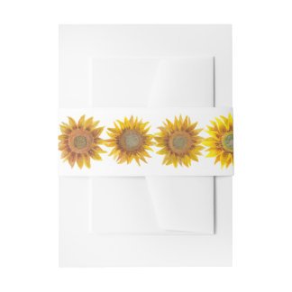 Bandeau De Faire-part Hand Painted Sunflower Invitation Belly Band