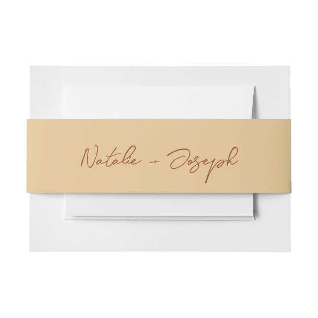 Bandeau De Faire-part  Hand Written Beige Fun Calligraphy Boho Wedding (Devant Example)