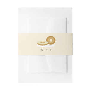 Bandeau De Faire-part Happy Bagel Illustration Mariage blanc Brown crème
