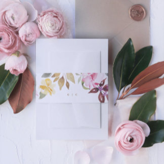 Bandeau De Faire-part Happy Watercolor Floral Mariage Belly Band