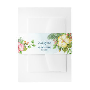 Bandeau De Faire-part Hibiscus Hawaiian Tropical Floral