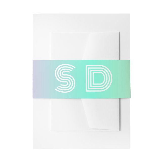 Bandeau De Faire-part Holographique Gradient Monogramme Mariage chic (Devant example)