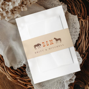 Bandeau De Faire-part Horse Rail clôture Chêne Arbre Mariage de l'Ouest 