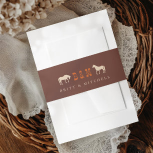 Bandeau De Faire-part Horse Rail clôture Chêne Arbre Mariage de l'Ouest 