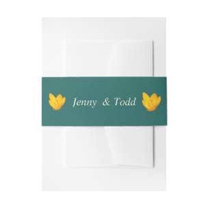 Bandeau De Faire-part Hunter Green et Gold Floral Invitation Belly Band