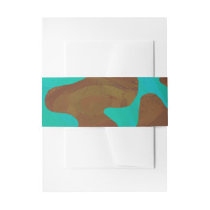 Bandeau De Faire-part Impression Brown et Turquoise de vache