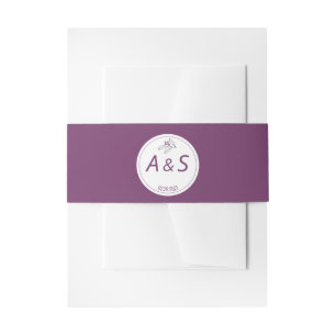 Bandeau De Faire-part Initiales blanches violettes minimalistes Mariage