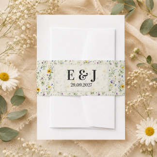 Bandeau De Faire-part Initiales de mariage florales aquarelles WildFlowe