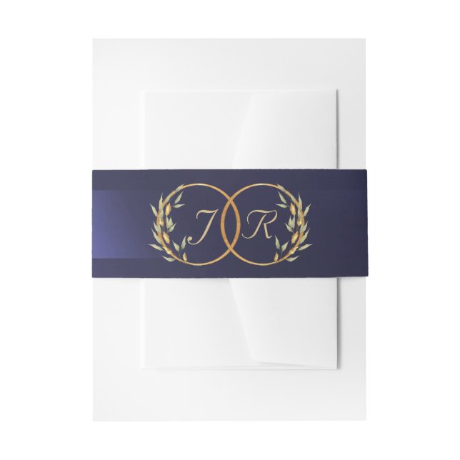 Bandeau De Faire-part Initiales de monogramme - Bleu (Devant example)