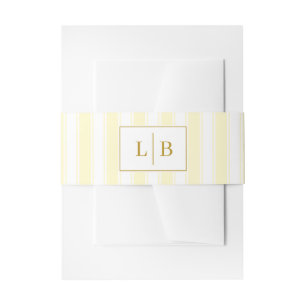 Bandeau De Faire-part Initiales élégantes rayées crème