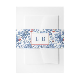 Bandeau De Faire-part Initiales Florales Bleues Élégantes