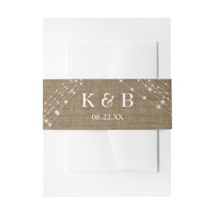 Bandeau De Faire-part Initiales monogrammes Date avec chaînes de lumière