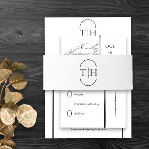 Bandeau De Faire-part Initiales monogrammes Mariage blanc
