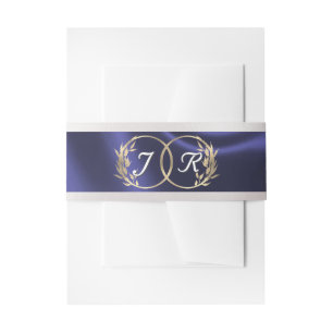 Bandeau De Faire-part Initiales Monogrammes Mariage de ruban bleu