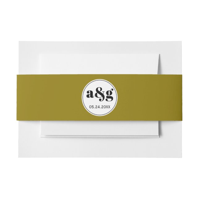 Bandeau De Faire-part Initiales noires simples et élégantes mariage vert (Devant Example)