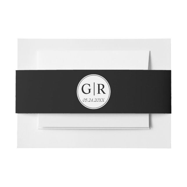 Bandeau De Faire-part Initiales simples et élégantes mariage noir (Devant Example)