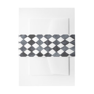 Bandeau De Faire-part Invitation de diamants noirs et blancs Bande ventr