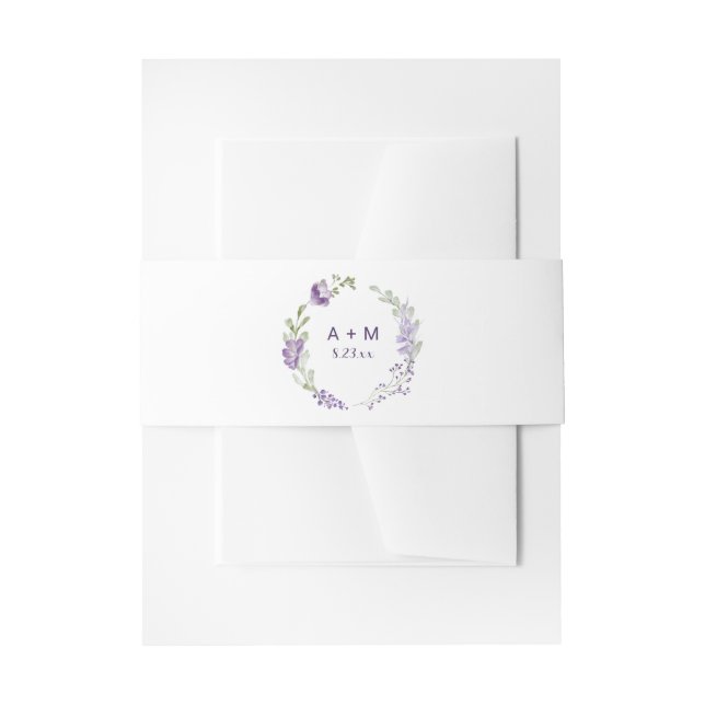 Bandeau De Faire-part Invitation de mariage Purple Lavender Floral Boho (Devant example)