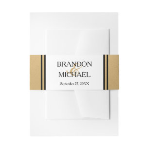 Bandeau De Faire-part Invitation officielle noire en or LGBTQ