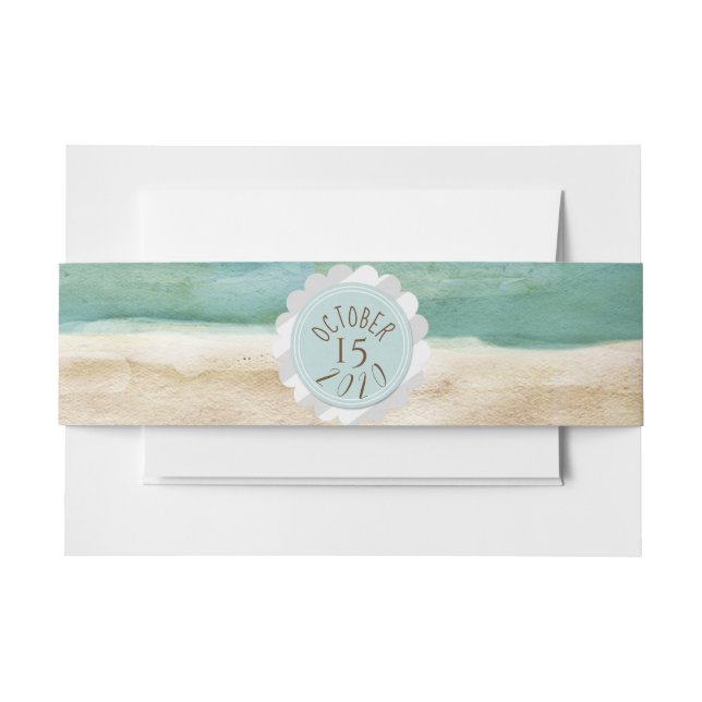 Bandeau De Faire-part Invitation Ventre Ruban de plage (Devant Example)