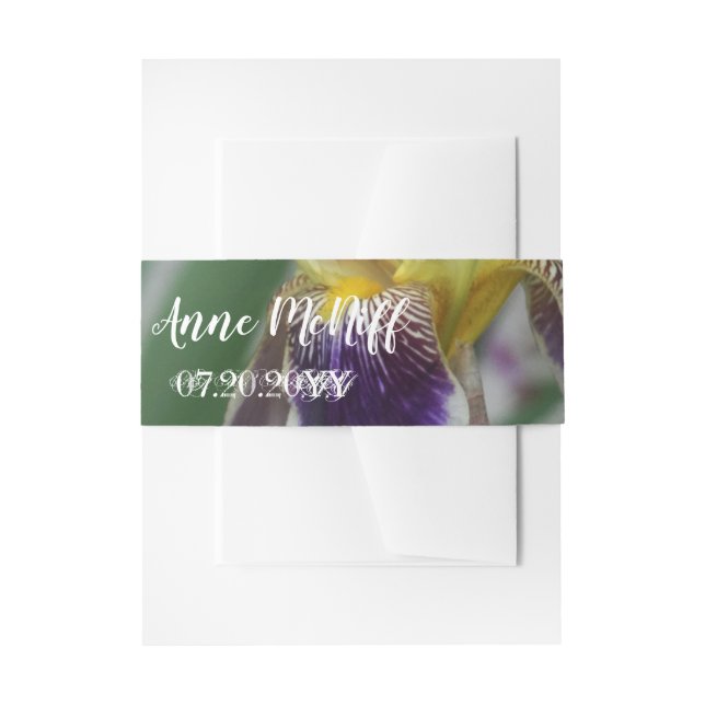 Bandeau De Faire-part Iris Flower Photo Invitation Belly Bands (Devant example)