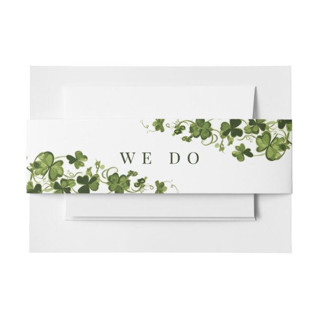 Bandeau De Faire-part Irish Stylized Shamrock Leafy Foliage  (Devant Example)
