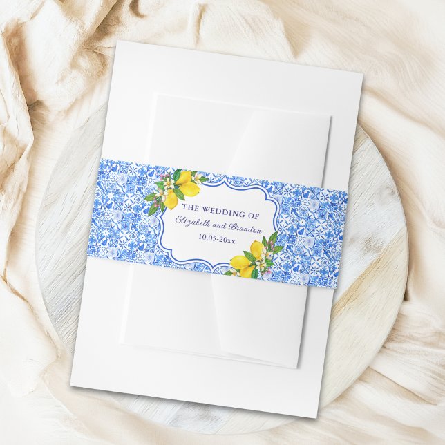 Bandeau De Faire-part Italian Style Themed Mediterranean Tiles Wedding (Créateur téléchargé)