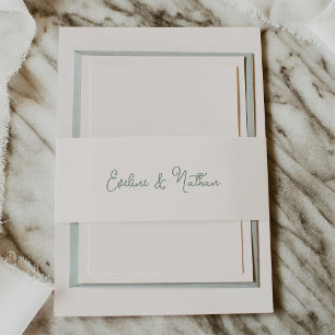 Bandeau De Faire-part Ivoire doux et Whimsical et Vert Sage   MARIAGE