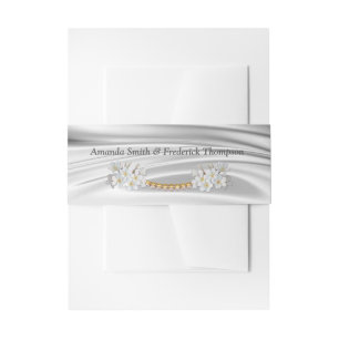 Bandeau De Faire-part Ivory, Green, Gold, Blue Silk & Pearl Belly Band
