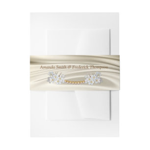 Bandeau De Faire-part Ivory, Green, Gold, Blue Silk & Pearl Belly Band