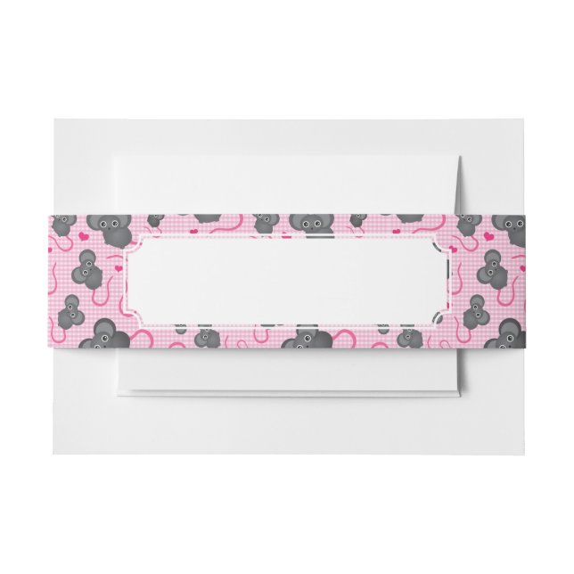 Bandeau De Faire-part J'aime mon motif de souris dans le rose (Devant Example)
