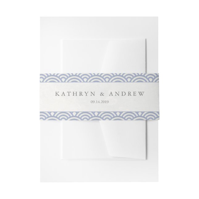 Bandeau De Faire-part Japonaise Seigaiha Vagues Élégante pourpre bleu do (Devant example)