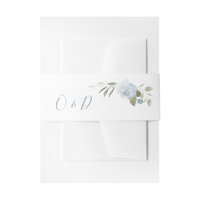 Bandeau De Faire-part Jardin romantique bleu poussiéreux mariage monogra (Devant example)