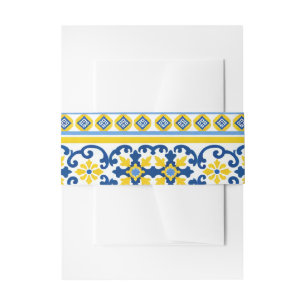 Bandeau De Faire-part Jaune Bleu Capri Citron Méditerranée Carrelage Mar
