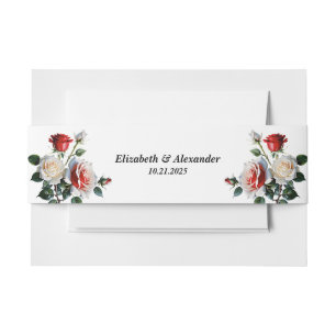 Bandeau De Faire-part Jolies roses florales roses blanches rouges mariag