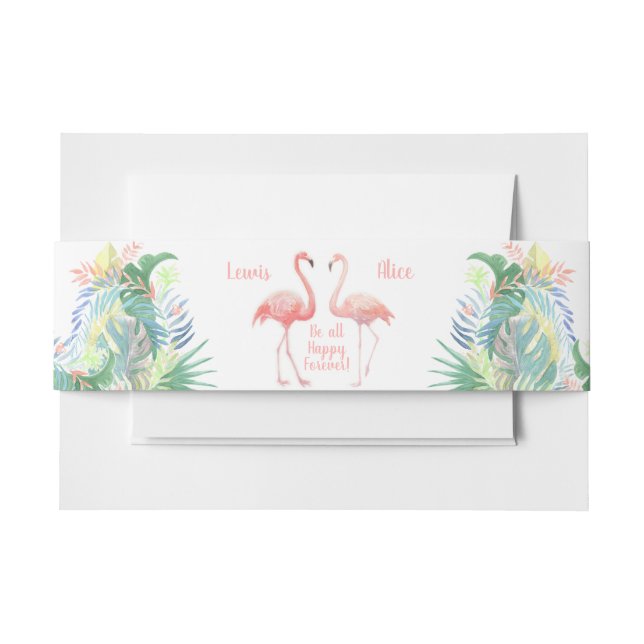 Bandeau De Faire-part Jour de mariage Monogramme Fairy Tale Flamant rose (Devant Example)
