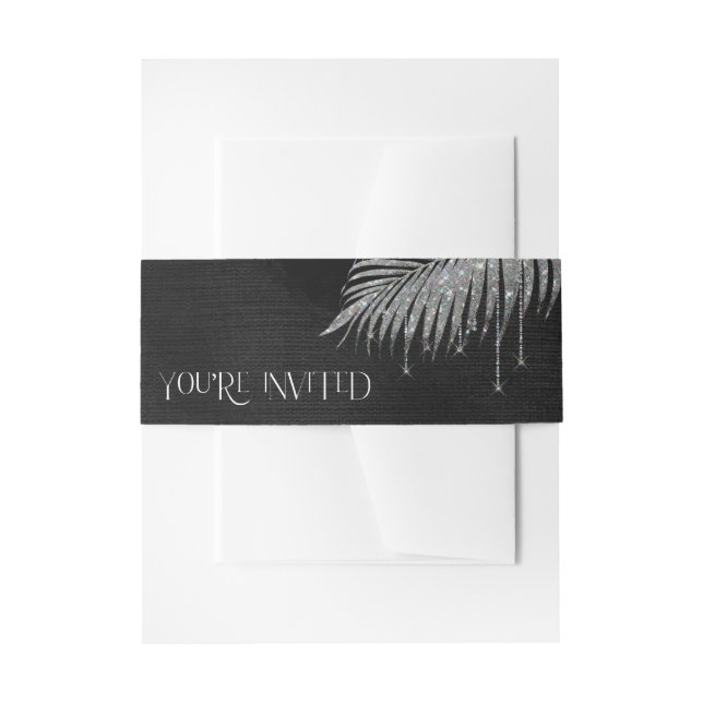 Bandeau De Faire-part Joyau Palm Leaf Vous êtes invité Argent ID830 (Devant example)