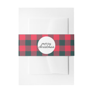 Bandeau De Faire-part Joyeux Noël Rouge Buffalo Black Plaid Motif