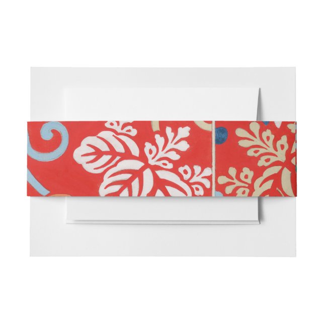 Bandeau De Faire-part Kimono japonais hawaïen rouge : Vintage floral (Devant Example)