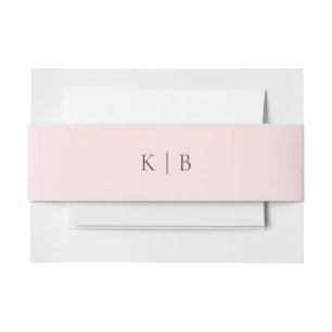 Bandeau De Faire-part Kristina Elegant Simple Monogramme Pastel Rose