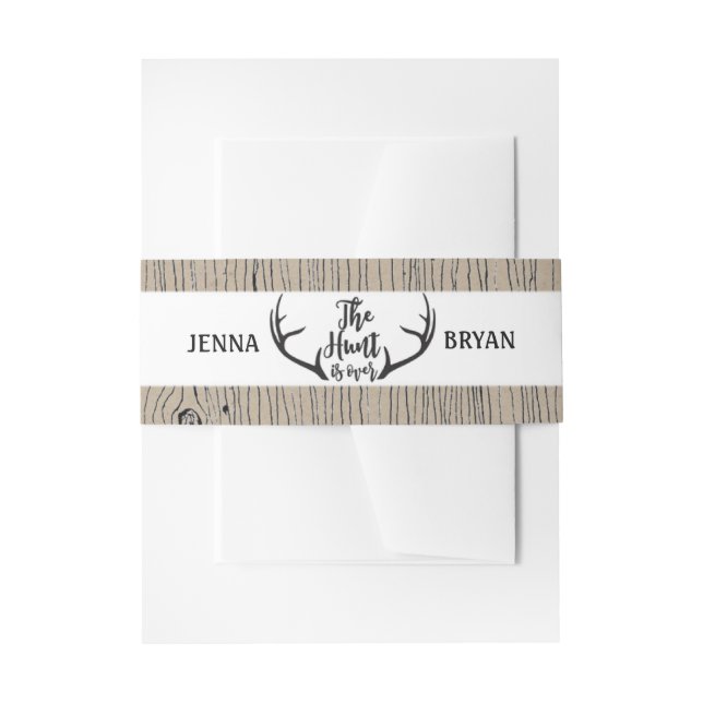 Bandeau De Faire-part "La chasse est terminée" Rustic Antler Barnwood Ma (Devant example)