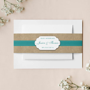 Bandeau De Faire-part La collection Kraft, Lace & Sunflower - Bleu sarce