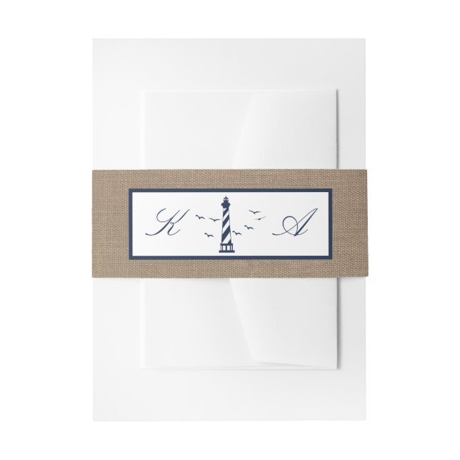 Bandeau De Faire-part La collection Mariage de Burlap du phare nautique (Devant example)