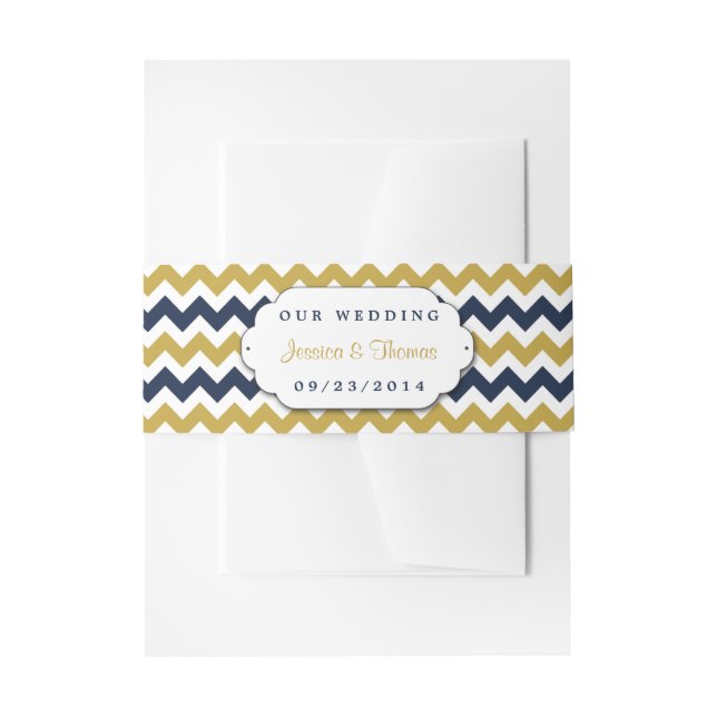Bandeau De Faire-part La collection Mariage moderne Chevron - Marine & G (Devant example)